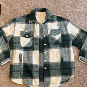 Green and Cream Plaid Jacket